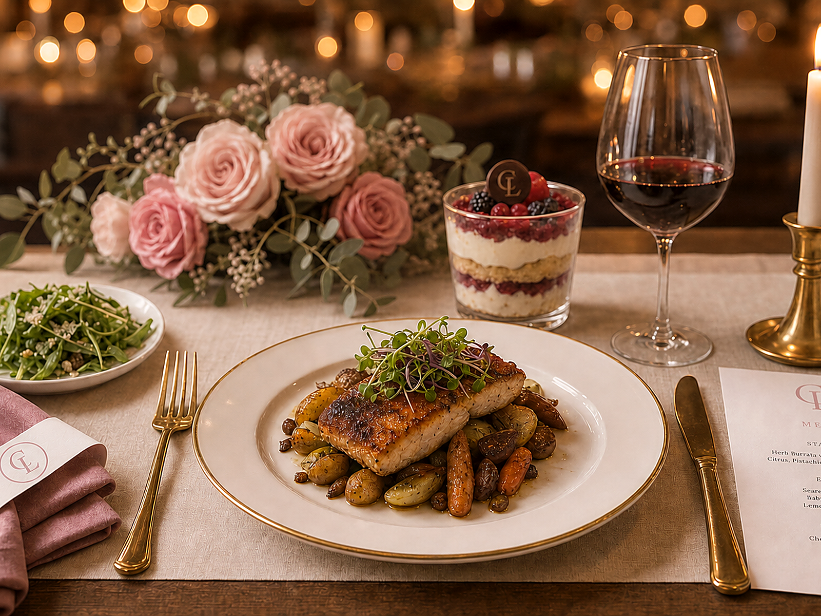 Chef Lesly plated fine-dining catered wedding experience